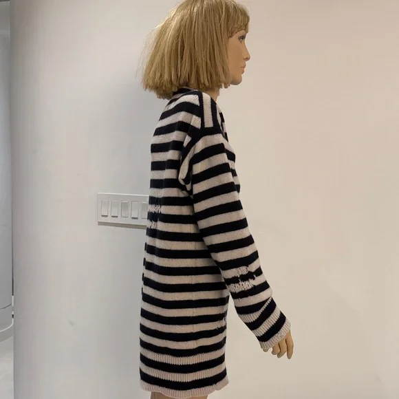 Dior Striped Sweater Dress - blue & white sz 4 50% wool and 50% cashmere - Picture 6 of 9